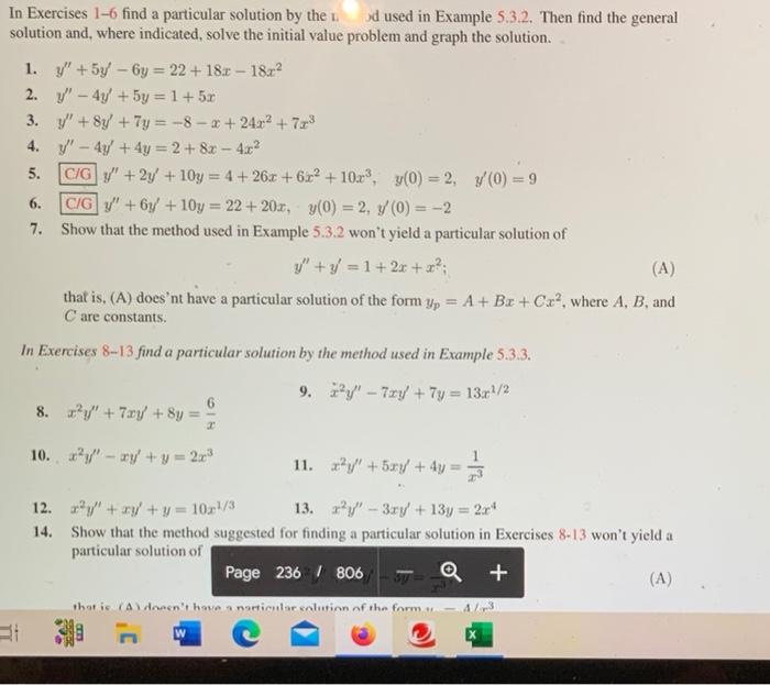 Solved In Exercises 1-6 find a particular solution by the . | Chegg.com