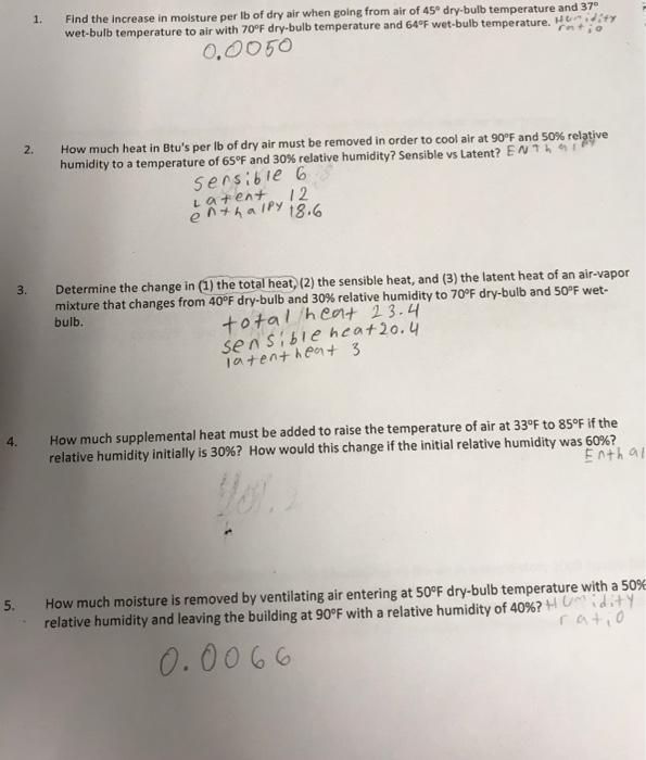 Solved 6 Determine the amount of sensible heat that needs to | Chegg.com