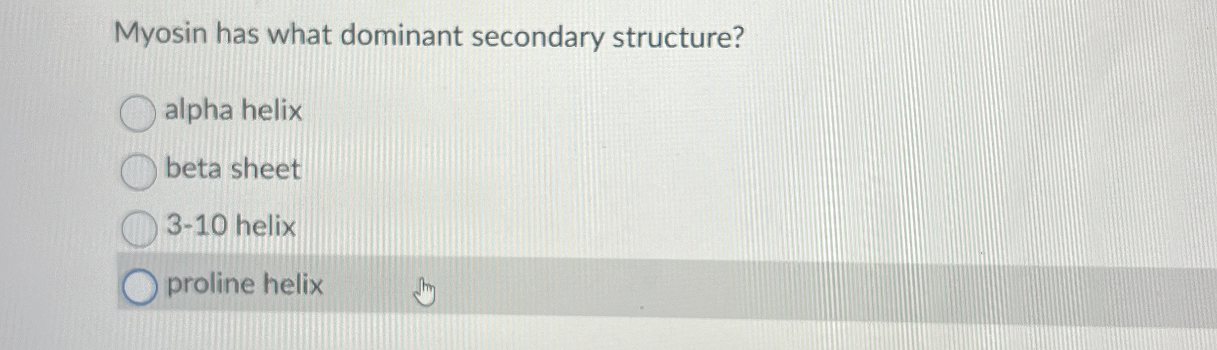 Solved myosin has what dominant secondary structure alpha chegg