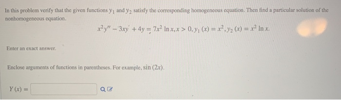 Solved In this problem verify that the given functions y, | Chegg.com