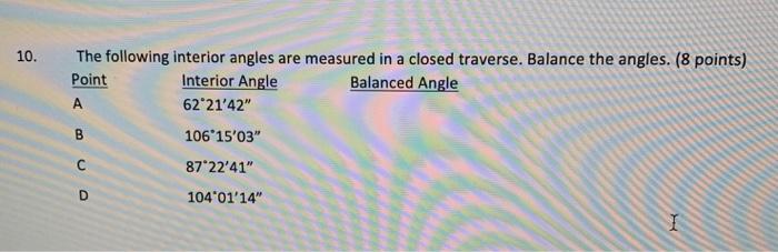 Solved 10. The following interior angles are measured in a | Chegg.com