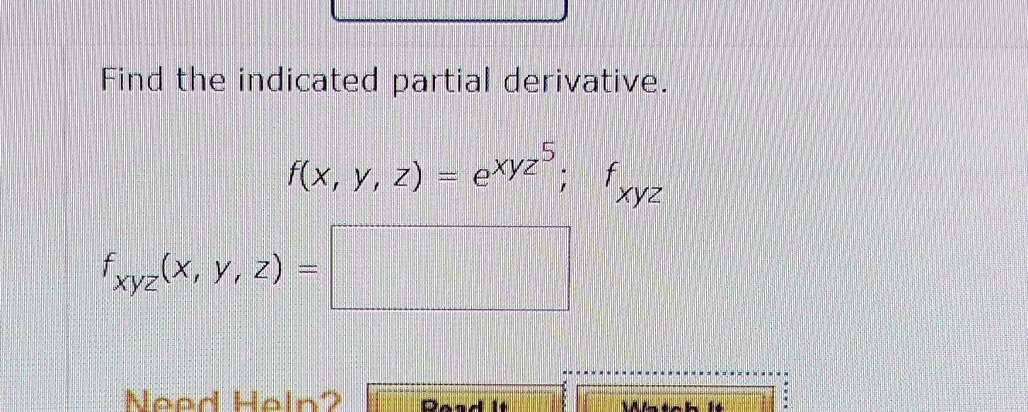 Solved Find The Indicated Partial Derivative Fxyzexyz5