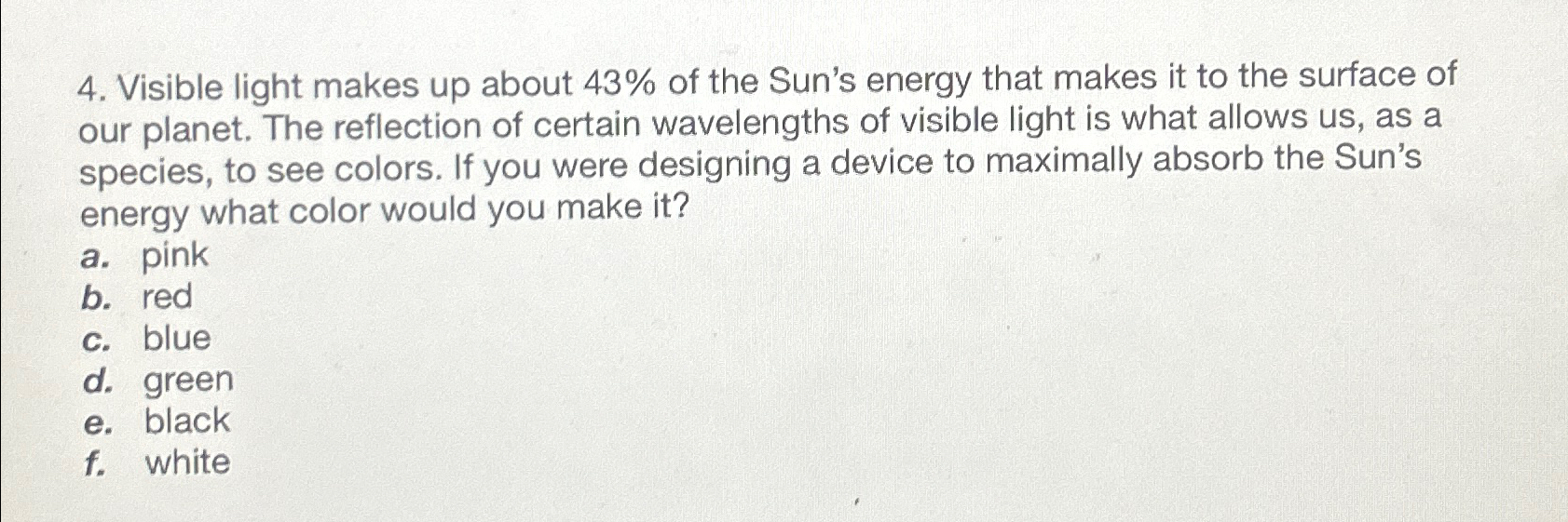 visible light energy from the sun is called