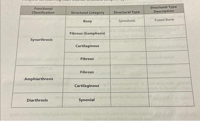 Solved Functional Classification Synarthrosis Amphiarthrosis | Chegg.com