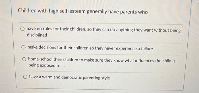 children with high self esteem