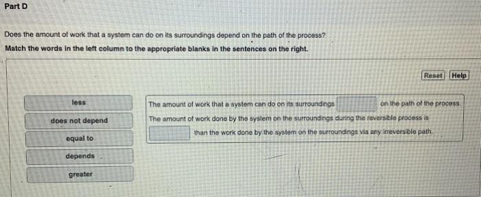 Solved Does the amount of work that a system can do on its | Chegg.com