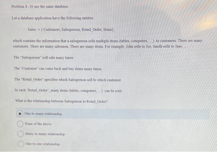 Solved Problem 8-10 Use The Same Database. Let A Database | Chegg.com