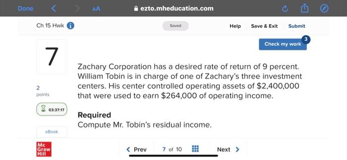 Solved Zachary Corporation has a desired rate of return of 9 | Chegg.com
