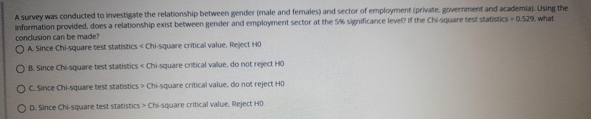 Solved A survey was conducted to investigate the | Chegg.com