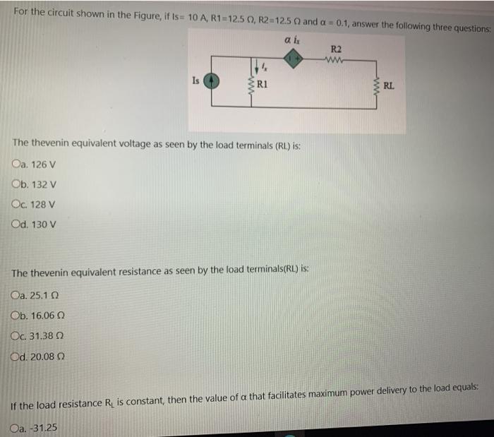Solved For the circuit shown in the Figure, if Is= 10 A, | Chegg.com