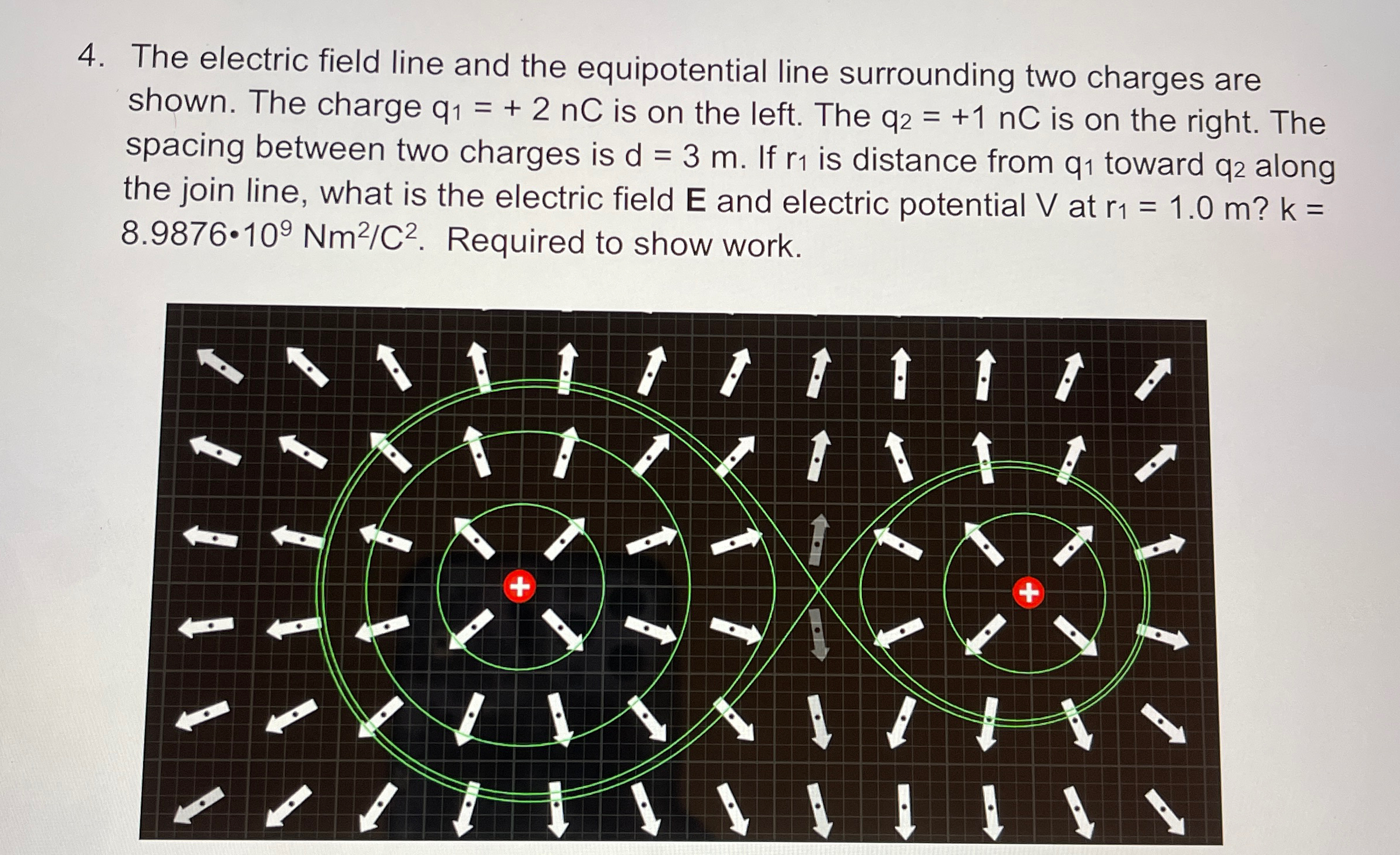 Solved The electric field line and the equipotential line | Chegg.com