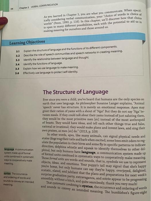 Solved 3 Verbal Communication Chapter Outline The Structure