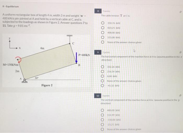 11 Equilibrium 8 Spaints The Cable Tension Tack A Chegg Com