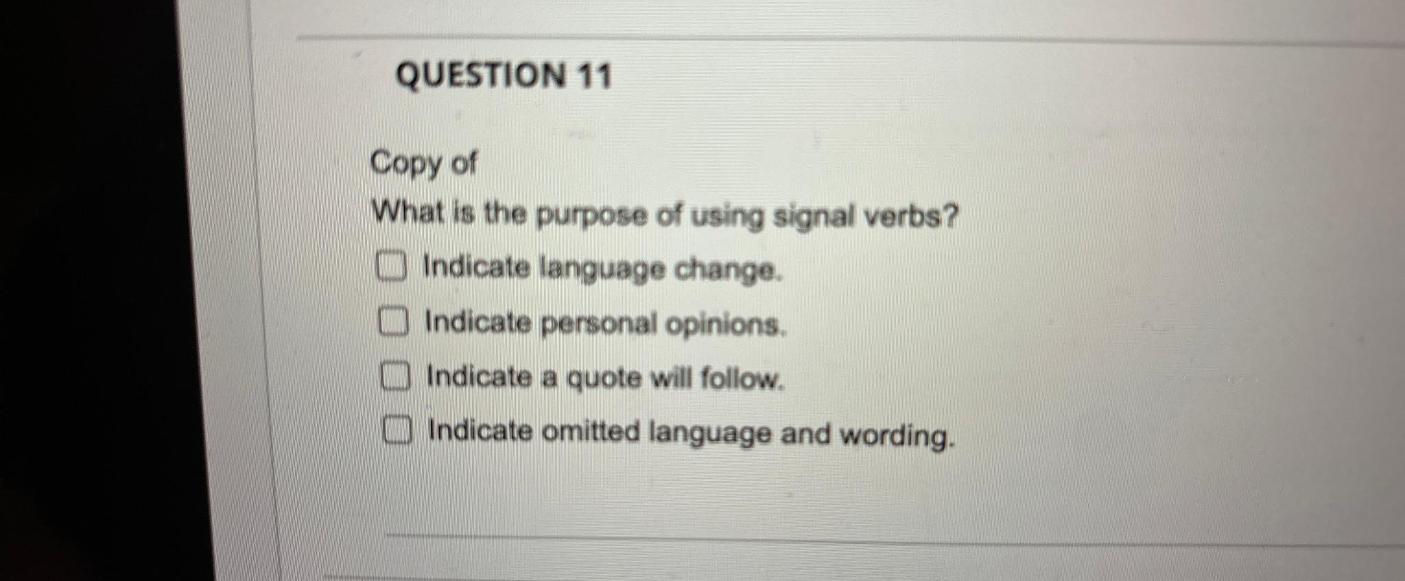 Solved QUESTION 11Copy ofWhat is the purpose of using signal | Chegg.com