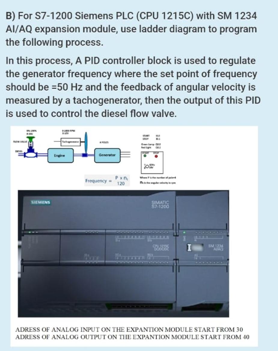 Solved B) For S7-1200 Siemens PLC (CPU 1215C) with SM | Chegg.com
