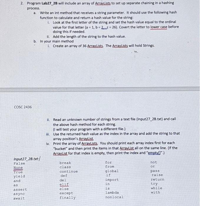 Solved 2. Program Lab27_2B will include an array of | Chegg.com