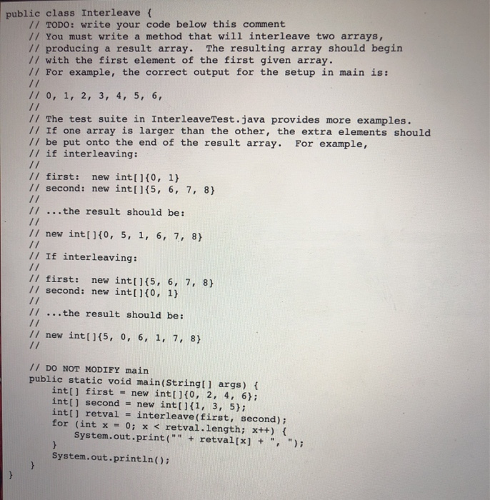 Solved (worth 65) Task 5: Interleave.java This task | Chegg.com