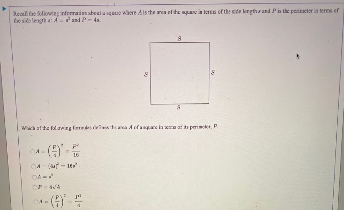 Solved Recall the following information about a square where | Chegg.com