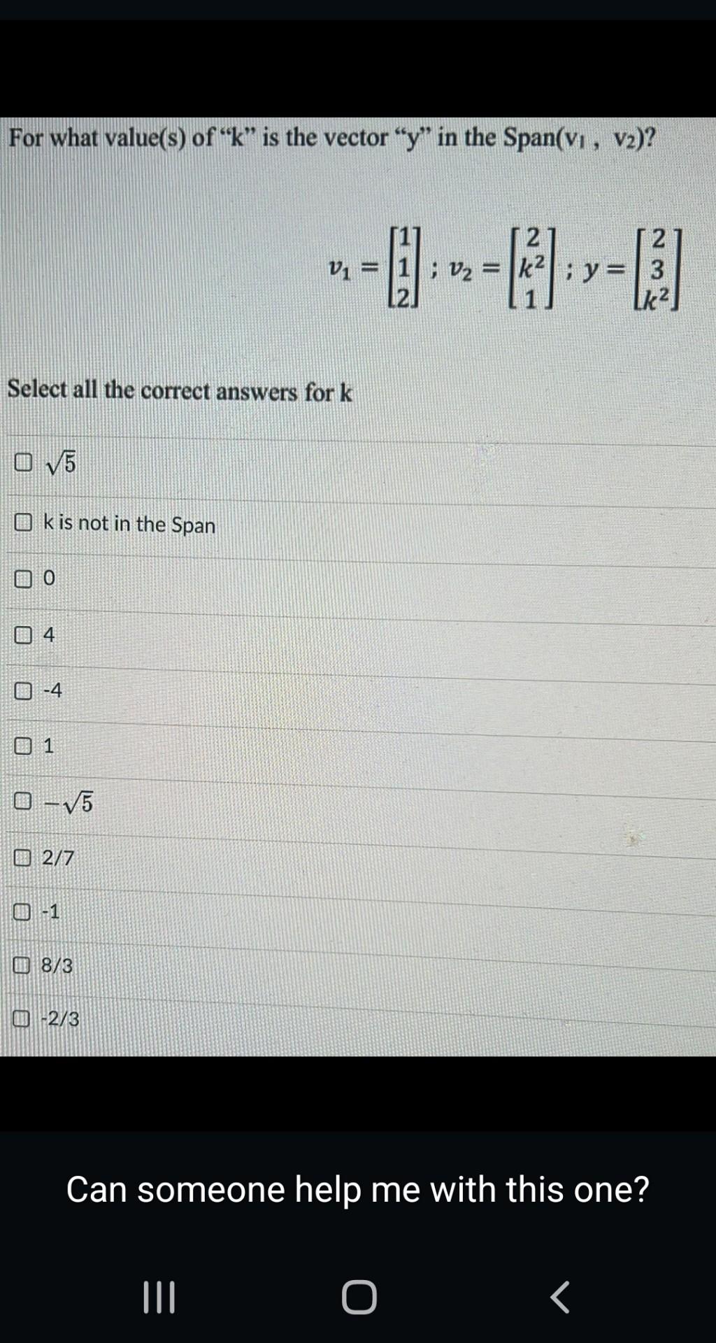 solved-for-what-value-s-of-k-is-the-vector-y-in-the-chegg