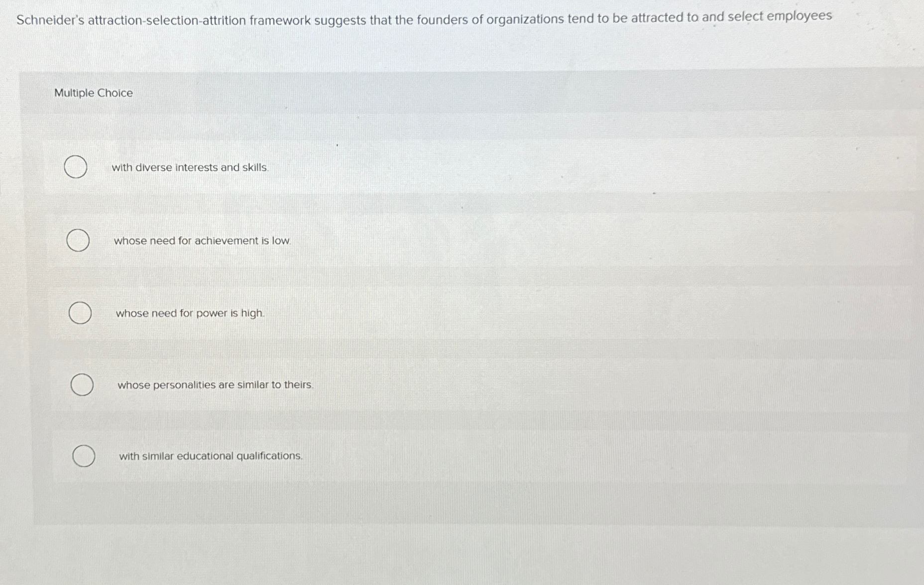 Solved Schneider's Attraction-selection-attrition Framework 