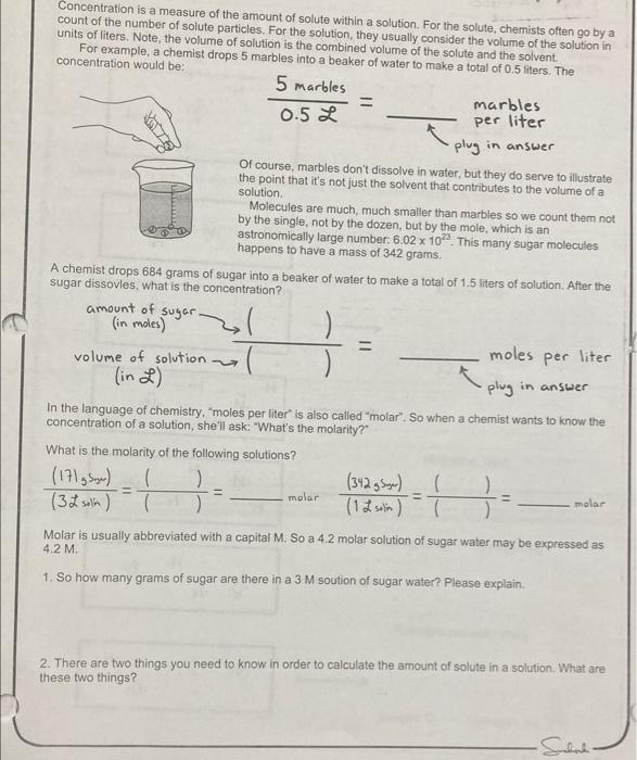 Solved Concentration is a measure of the amount of solute | Chegg.com