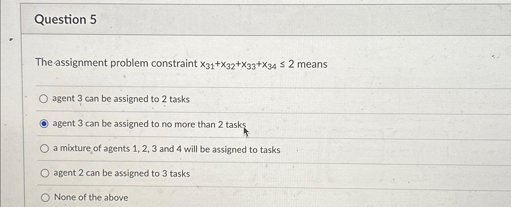 assignment problem constraint