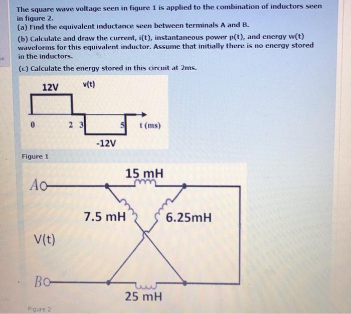 Solved The square wave voltage seen in figure 1 is applied | Chegg.com