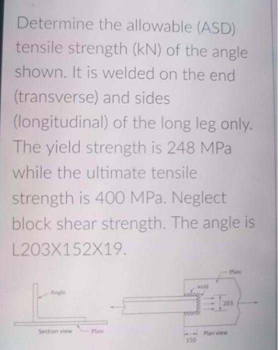 Solved Determine the allowable (ASD) tensile strength (kN) | Chegg.com