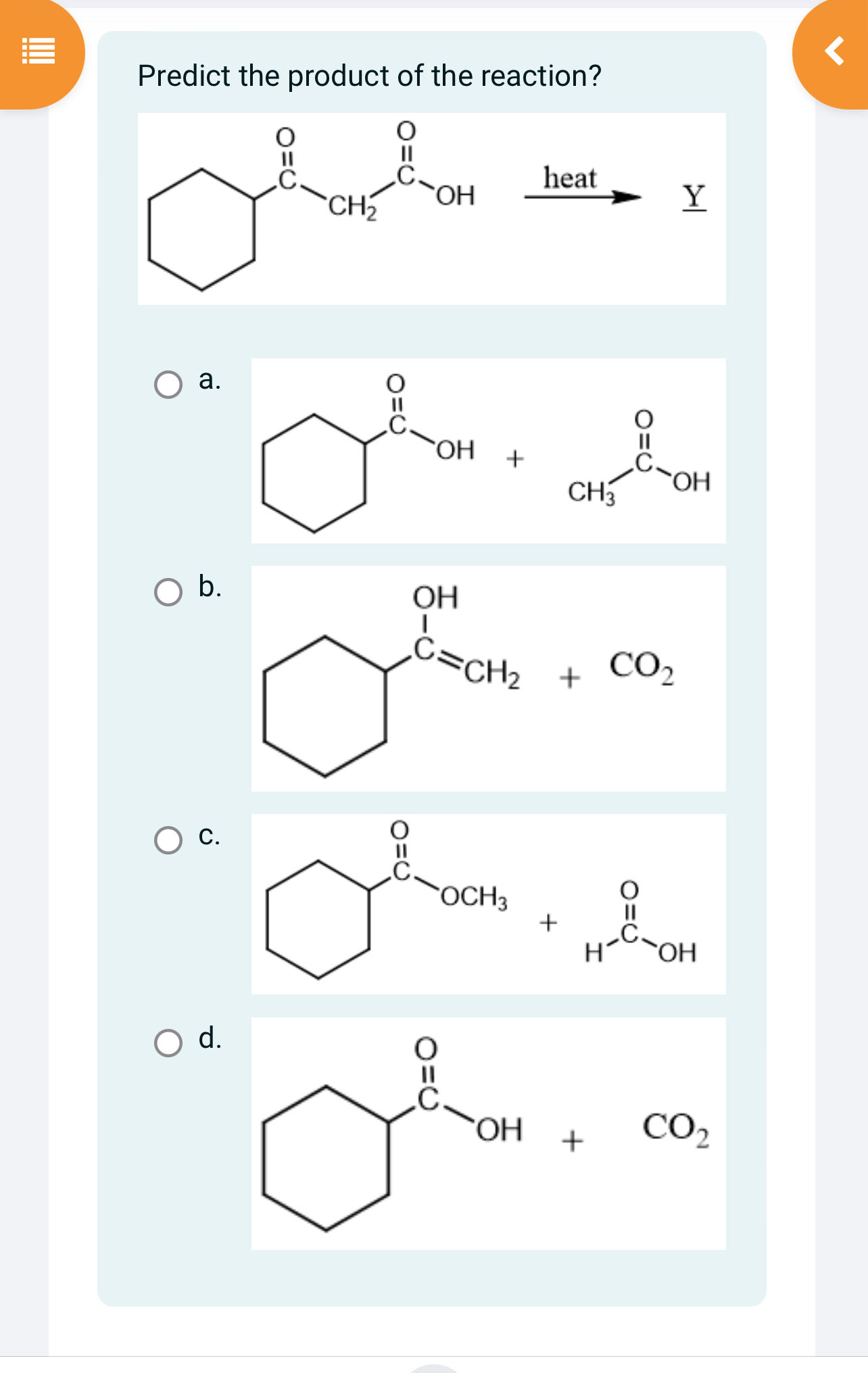 Solved Predict the product of the reaction?a.b.C.d. | Chegg.com