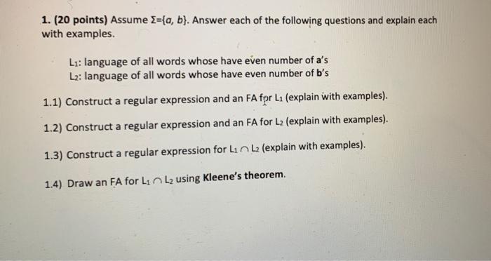 Solved 1. (20 Points) Assume