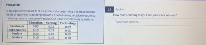 Solved Probability A college surveyed 3000 of its students | Chegg.com