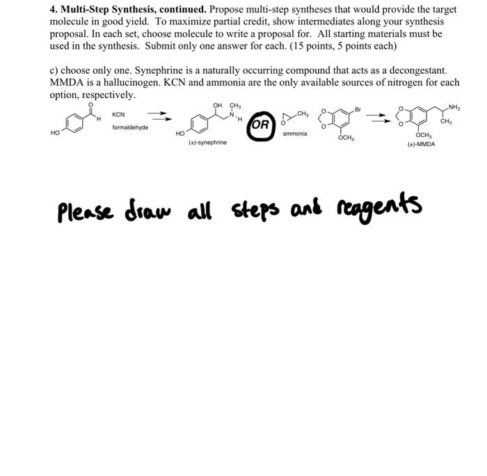 Solved 4. Multi-Step Synthesis, Continued. Propose | Chegg.com