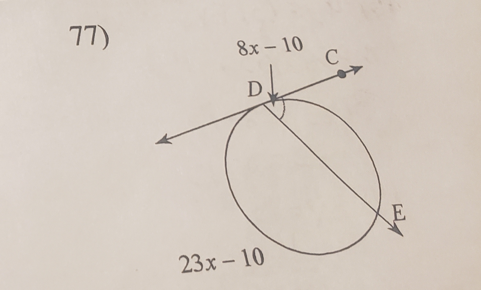 Solved solve for x. ﻿assume that lines which appear tangent | Chegg.com
