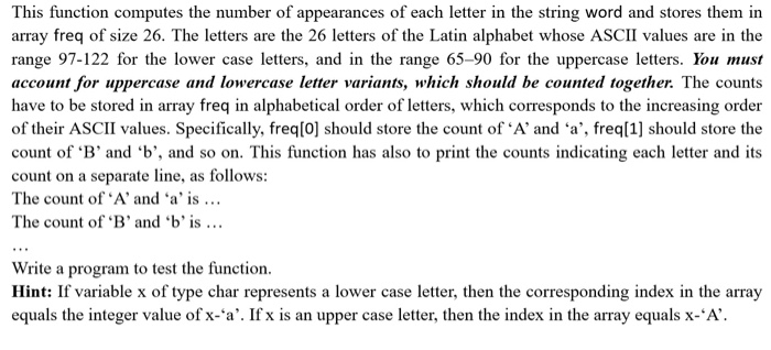 Solved 4. [8] Write a C function with prototype • void | Chegg.com