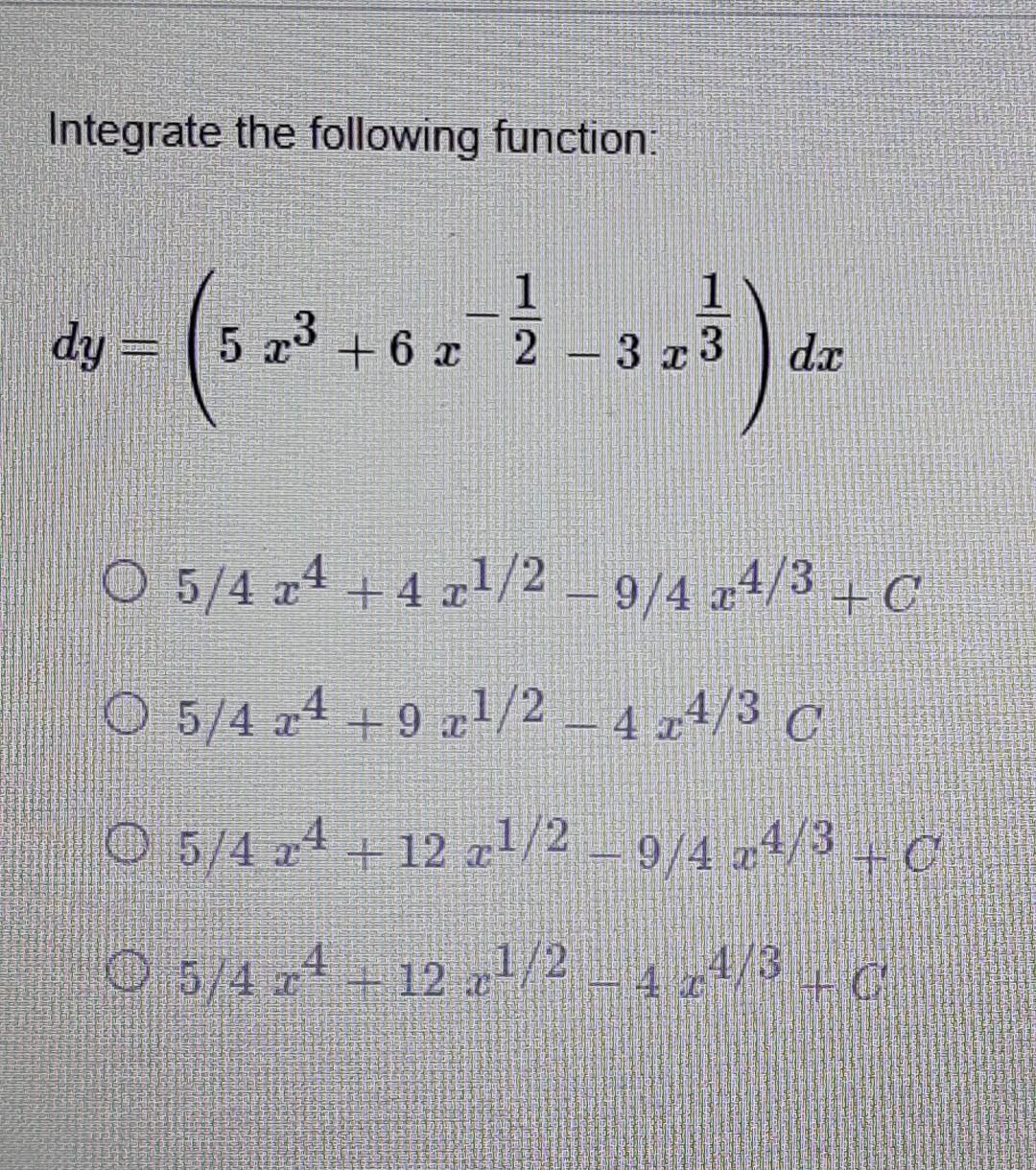 Solved Integrate The Following Function: | Chegg.com