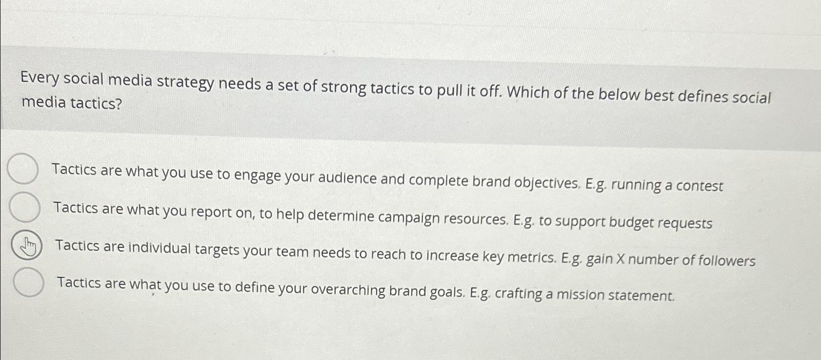 Solved Every social media strategy needs a set of strong | Chegg.com