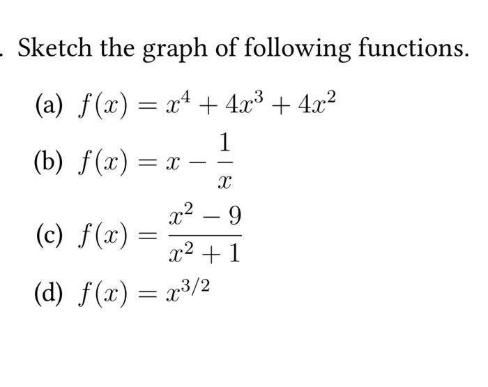 Solved Sketch the graph of following functions. (a) | Chegg.com