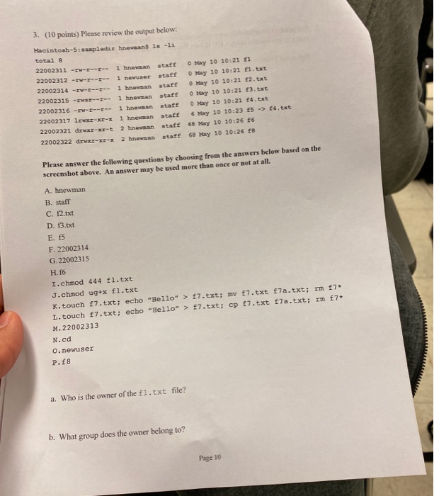 Solved 3 10 Points Please Review The Output Below Mac Chegg Com