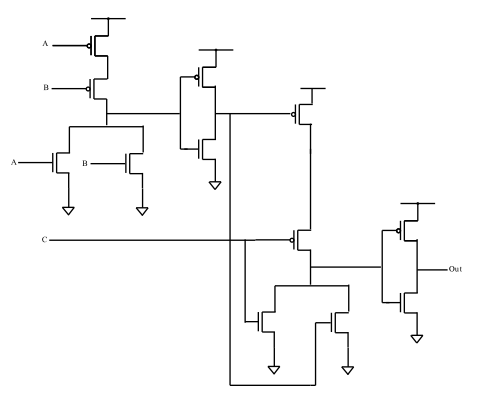 3 input and gate transistor diagram with vcc