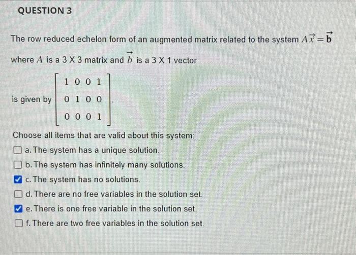 Solved The row reduced echelon form of an augmented matrix Chegg