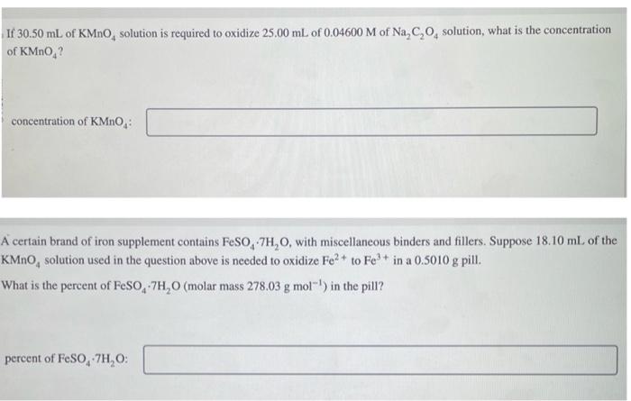 Solved of KMnO4 ? concentration of KMnO4 : A certain brand | Chegg.com