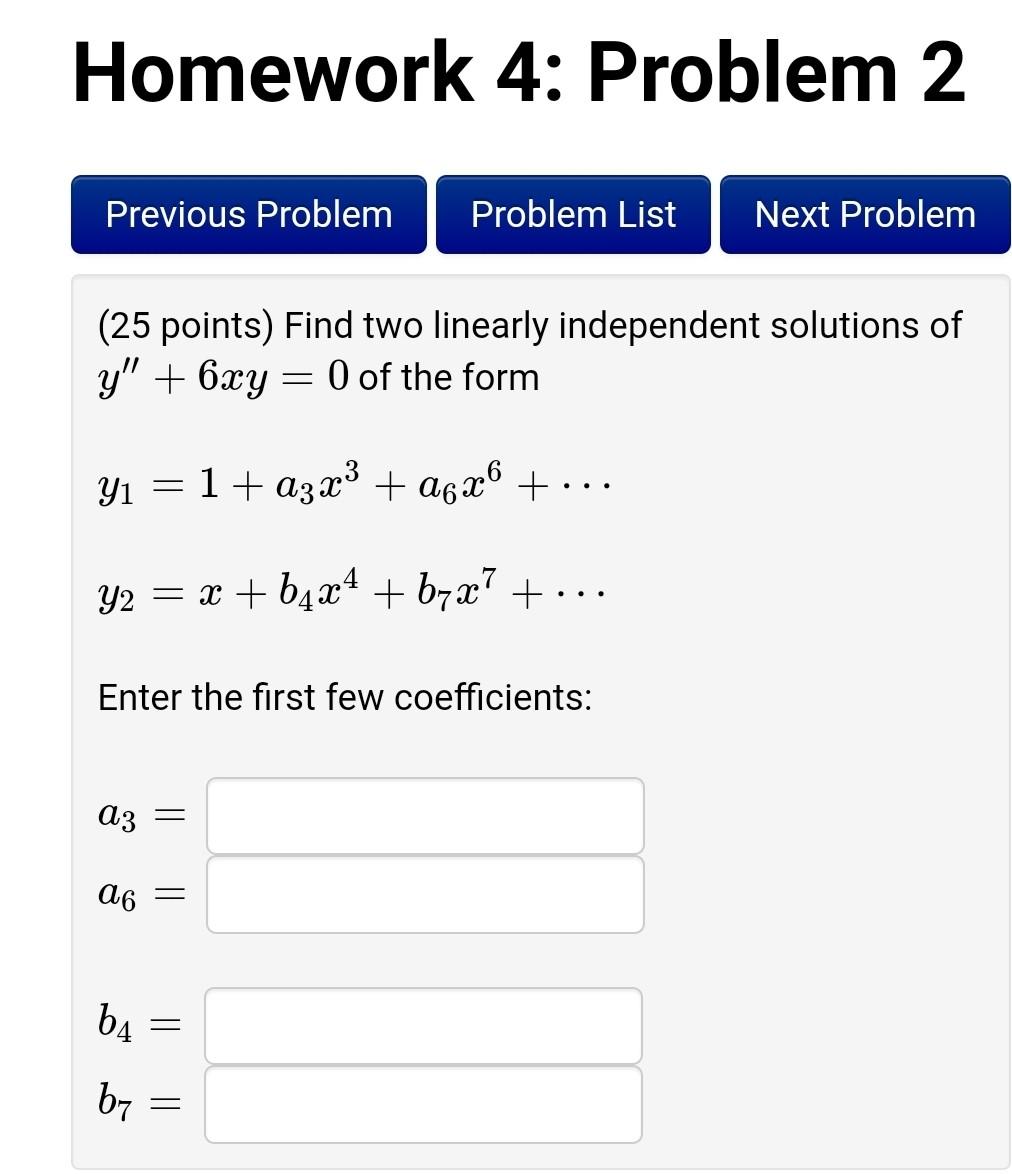 Solved Homework 4: Problem 2 Previous Problem Problem List | Chegg.com