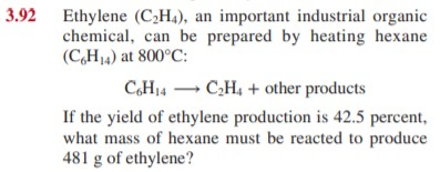 Solved 3.92 Ethylene C Ha an important industrial organic