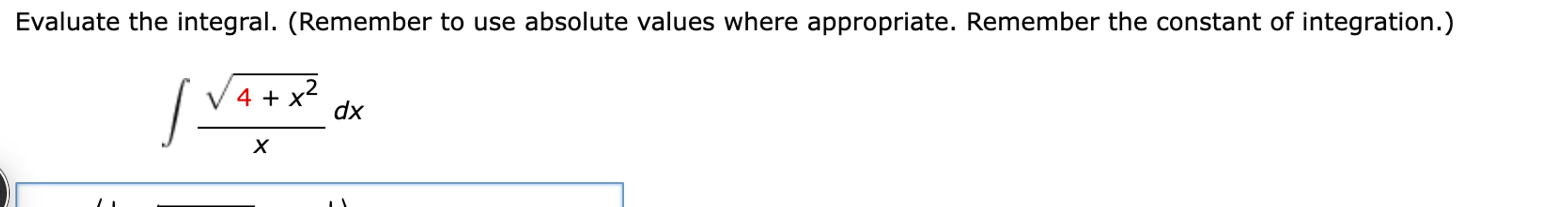 Solved Evaluate the integral. (Remember to use absolute | Chegg.com
