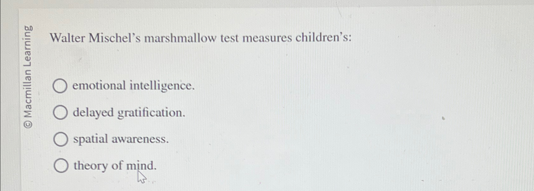 Solved C bo ﻿Walter Mischel's marshmallow test measures