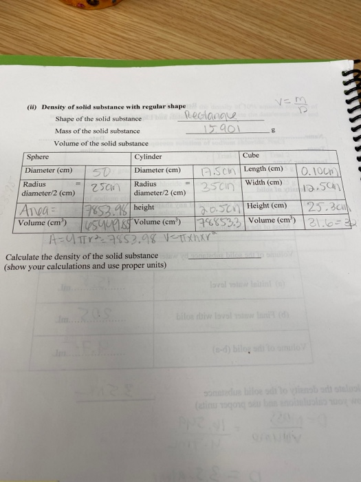 Solved (11) Density of solid substance with regular shape | Chegg.com