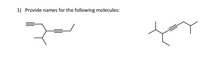 Solved 1) Provide Names For The Following Molecules: | Chegg.com