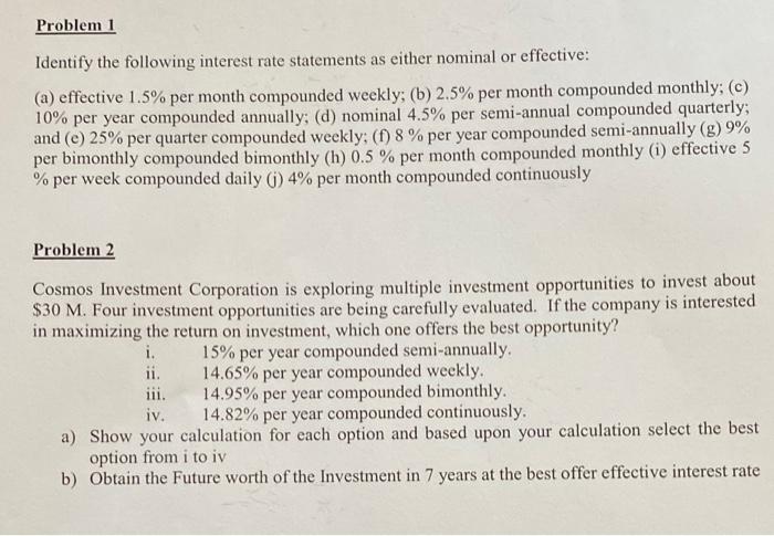 Solved Identify The Following Interest Rate Statements As | Chegg.com