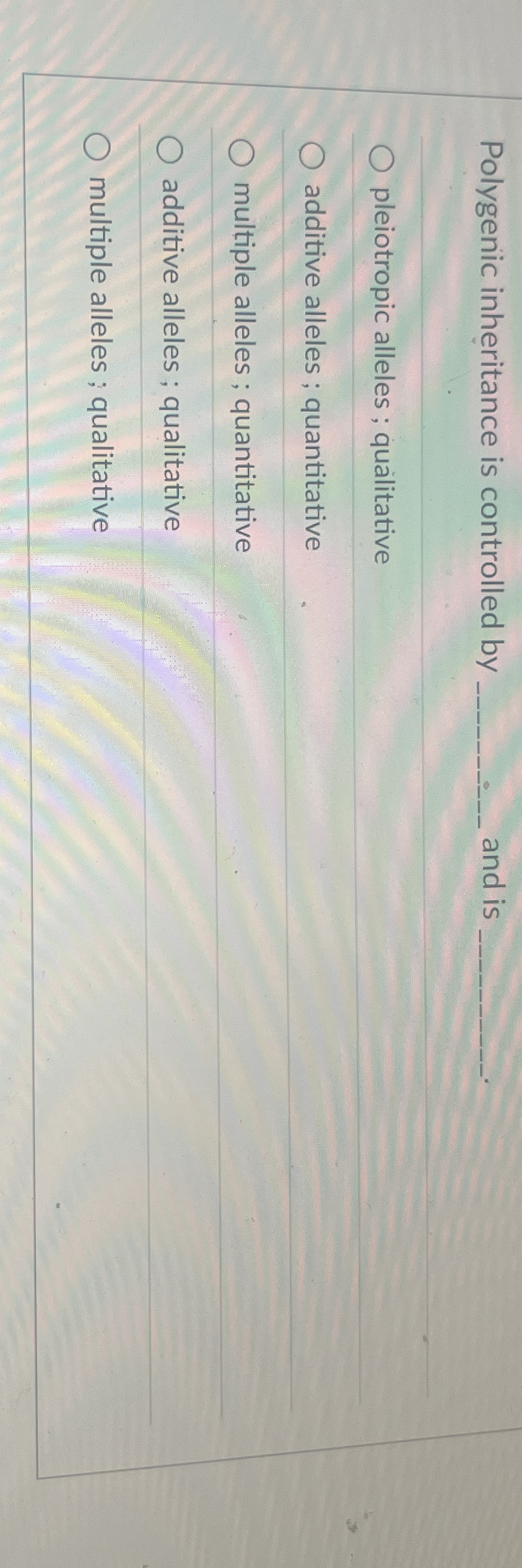 Solved Polygenic Inheritance Is Controlled By Q, ﻿and Is | Chegg.com