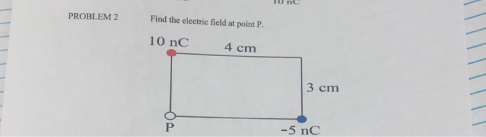 Solved PROBLEM 2 Find the electric field at point P. 10 nC 4 | Chegg.com